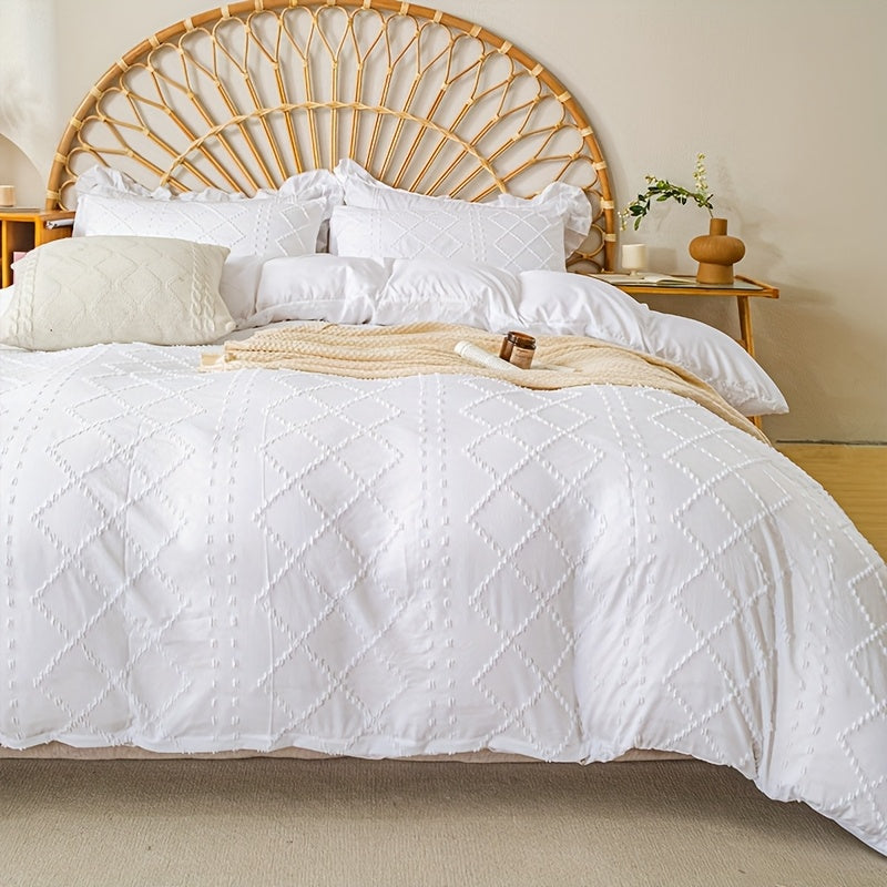 Duvet Cover Set 3Pc With Decorative Stitching For All Bedrooms