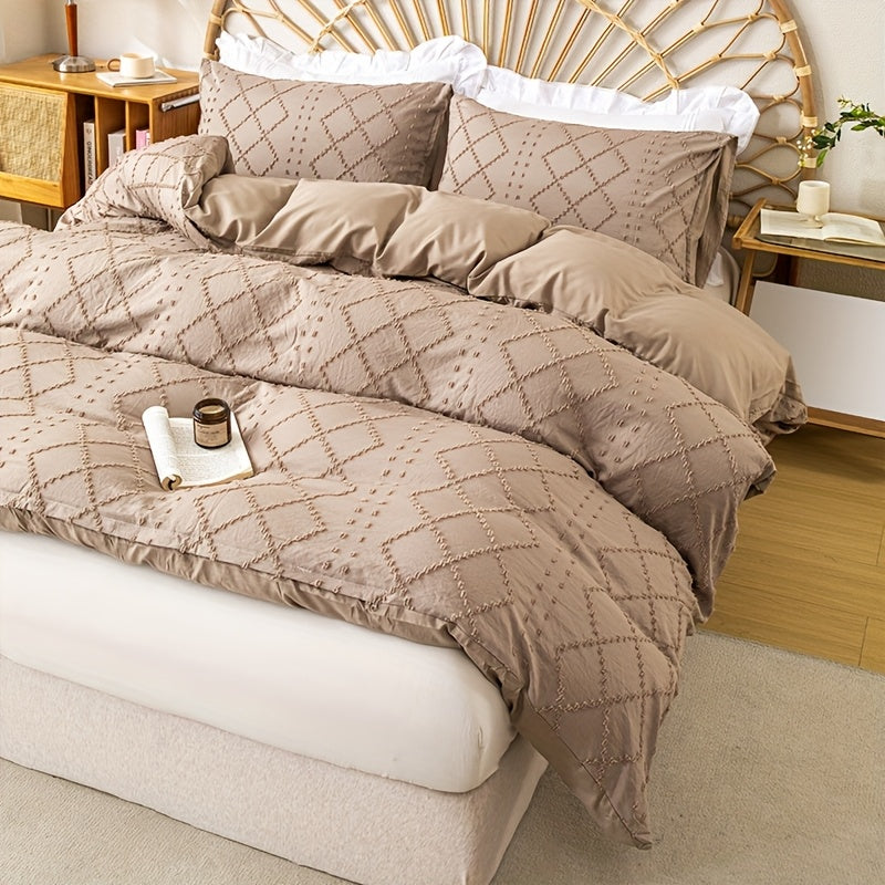 Duvet Cover Set 3Pc With Decorative Stitching For All Bedrooms