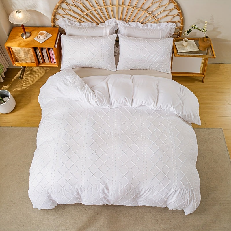 Duvet Cover Set 3Pc With Decorative Stitching For All Bedrooms