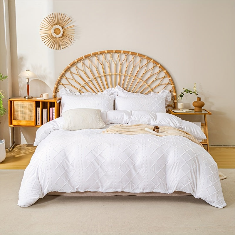 Duvet Cover Set 3Pc With Decorative Stitching For All Bedrooms