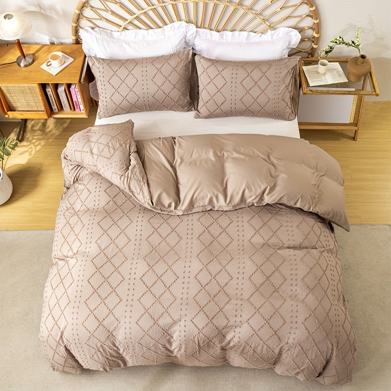 Duvet Cover Set 3Pc With Decorative Stitching For All Bedrooms