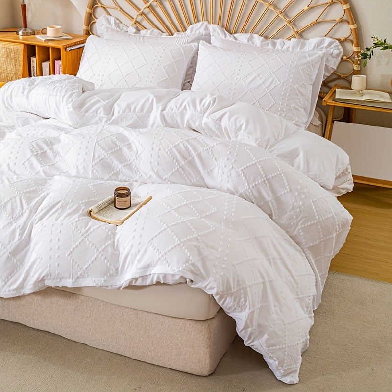 Duvet Cover Set 3Pc With Decorative Stitching For All Bedrooms