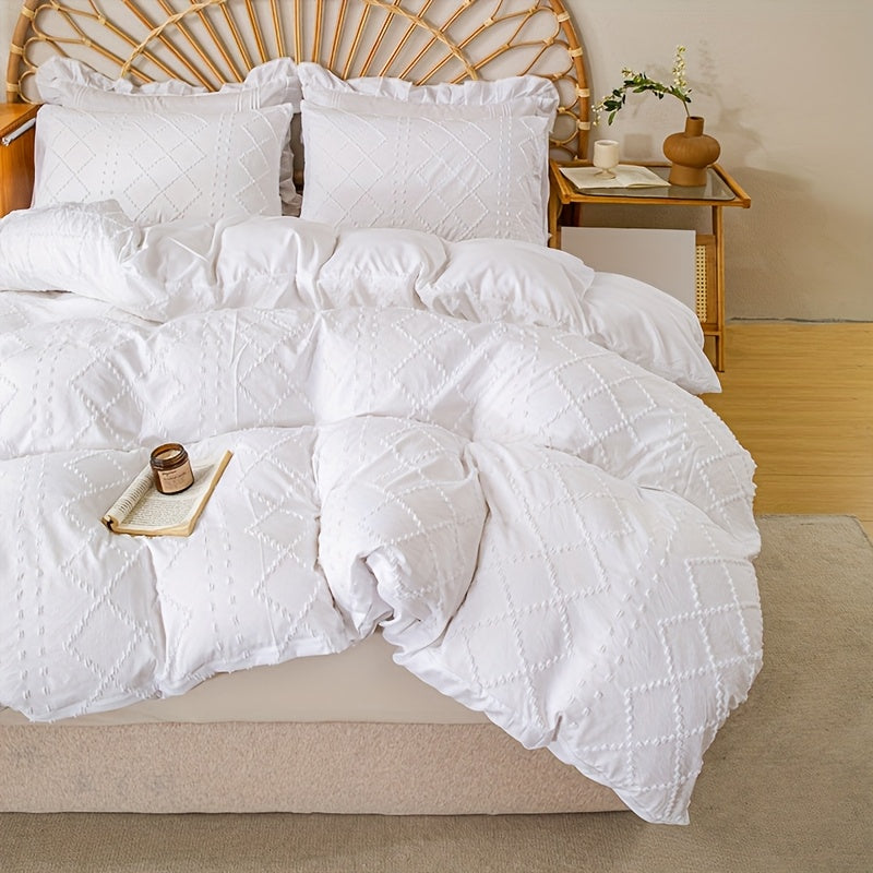 Duvet Cover Set 3Pc With Decorative Stitching For All Bedrooms