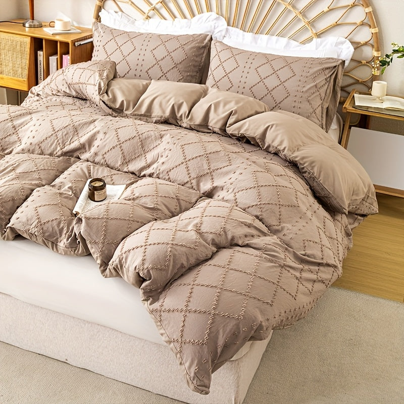 Duvet Cover Set 3Pc With Decorative Stitching For All Bedrooms