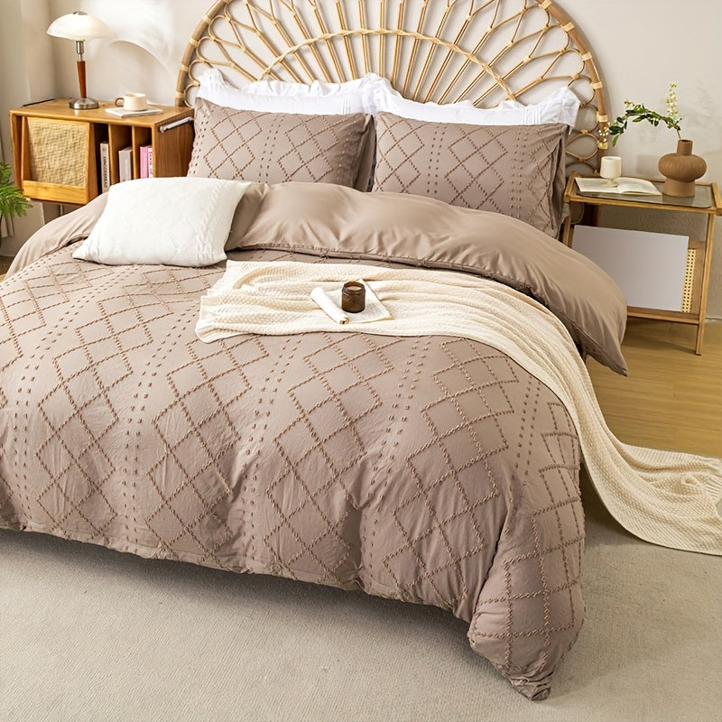 Duvet Cover Set 3Pc With Decorative Stitching For All Bedrooms