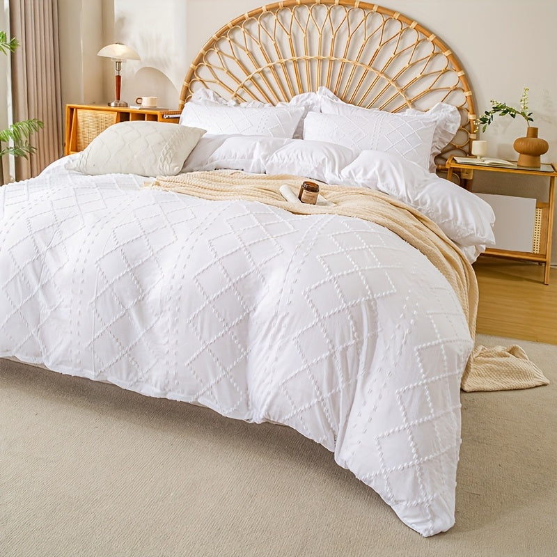 Duvet Cover Set 3Pc With Decorative Stitching For All Bedrooms