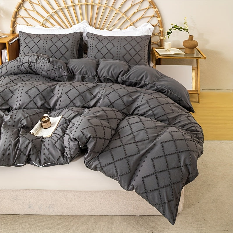 Duvet Cover Set 3Pc With Decorative Stitching For All Bedrooms