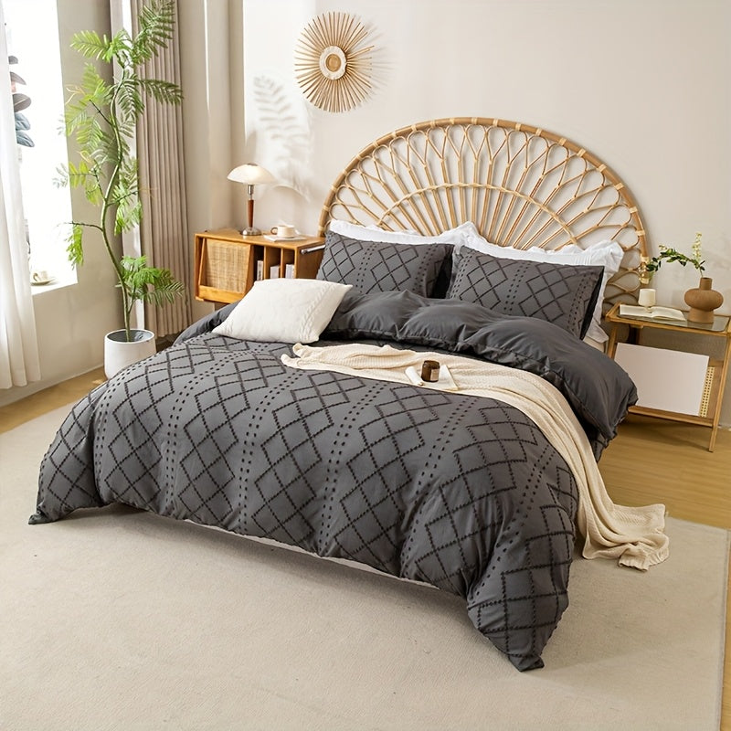 Duvet Cover Set 3Pc With Decorative Stitching For All Bedrooms