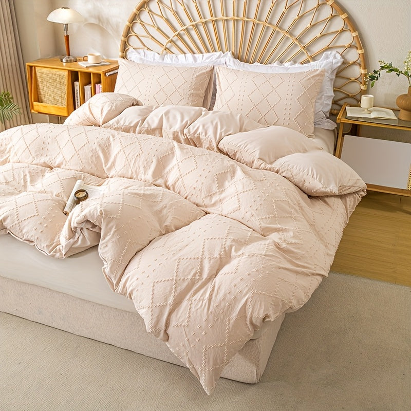 Duvet Cover Set 3Pc With Decorative Stitching For All Bedrooms