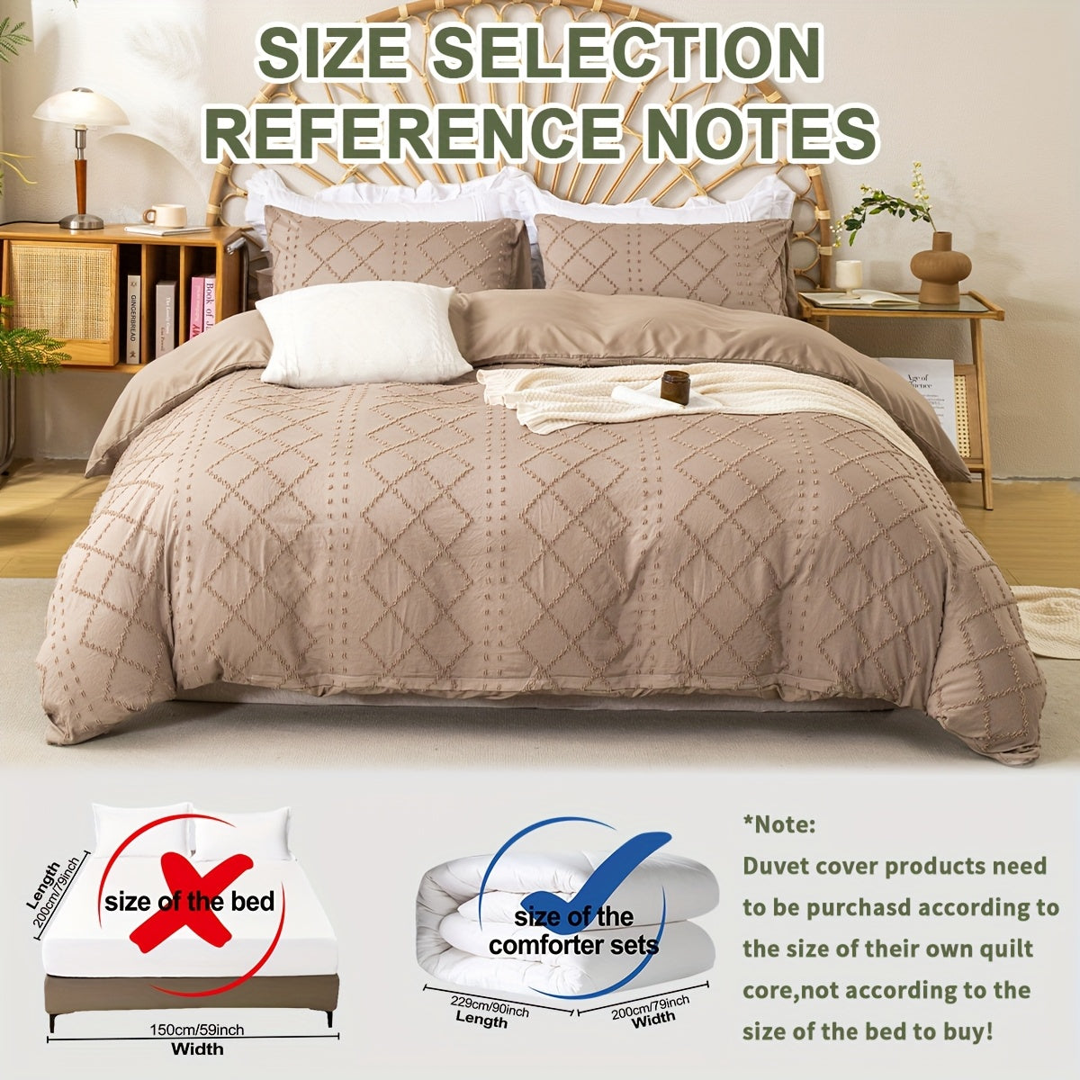 Duvet Cover Set 3Pc With Decorative Stitching For All Bedrooms