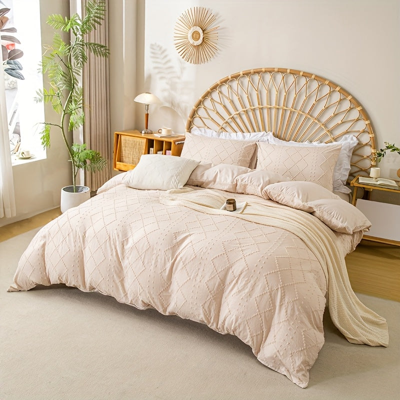 Duvet Cover Set 3Pc With Decorative Stitching For All Bedrooms