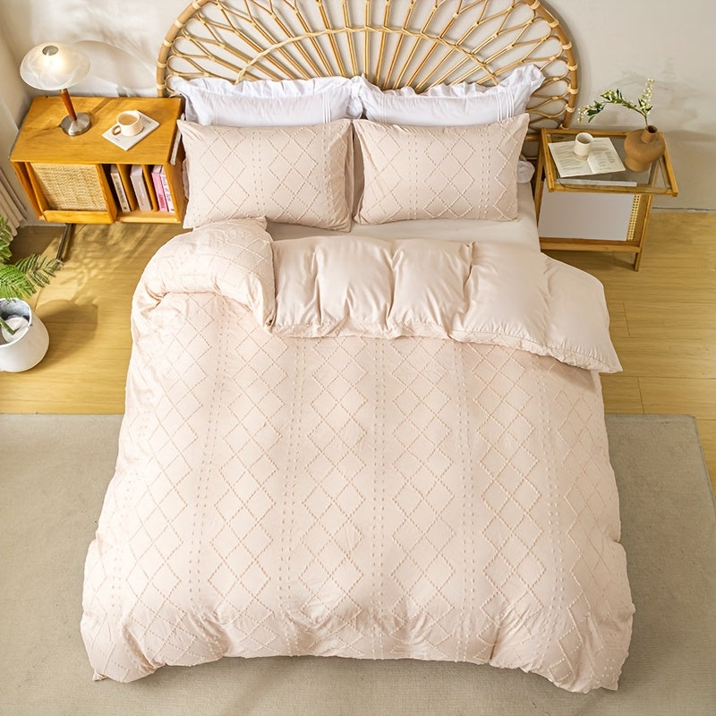 Duvet Cover Set 3Pc With Decorative Stitching For All Bedrooms