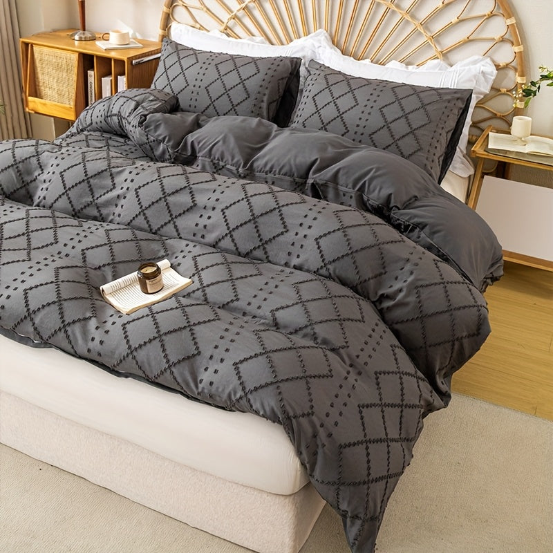 Duvet Cover Set 3Pc With Decorative Stitching For All Bedrooms