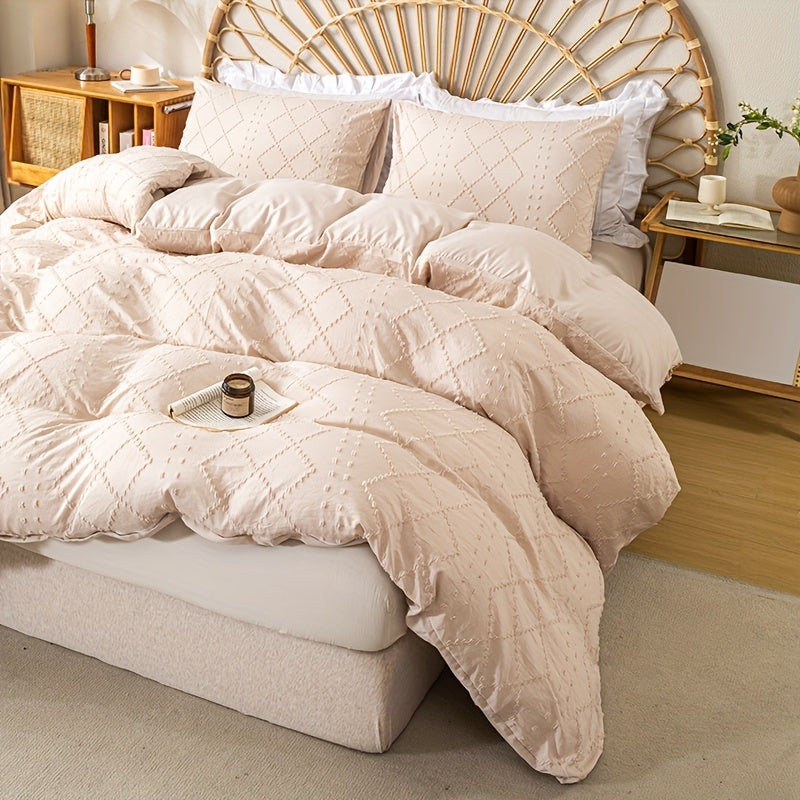 Duvet Cover Set 3Pc With Decorative Stitching For All Bedrooms