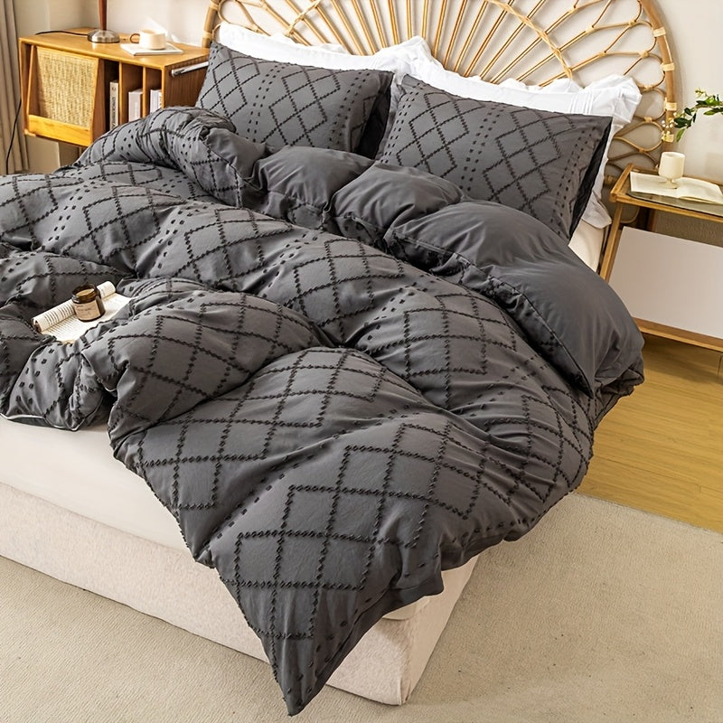 Duvet Cover Set 3Pc With Decorative Stitching For All Bedrooms