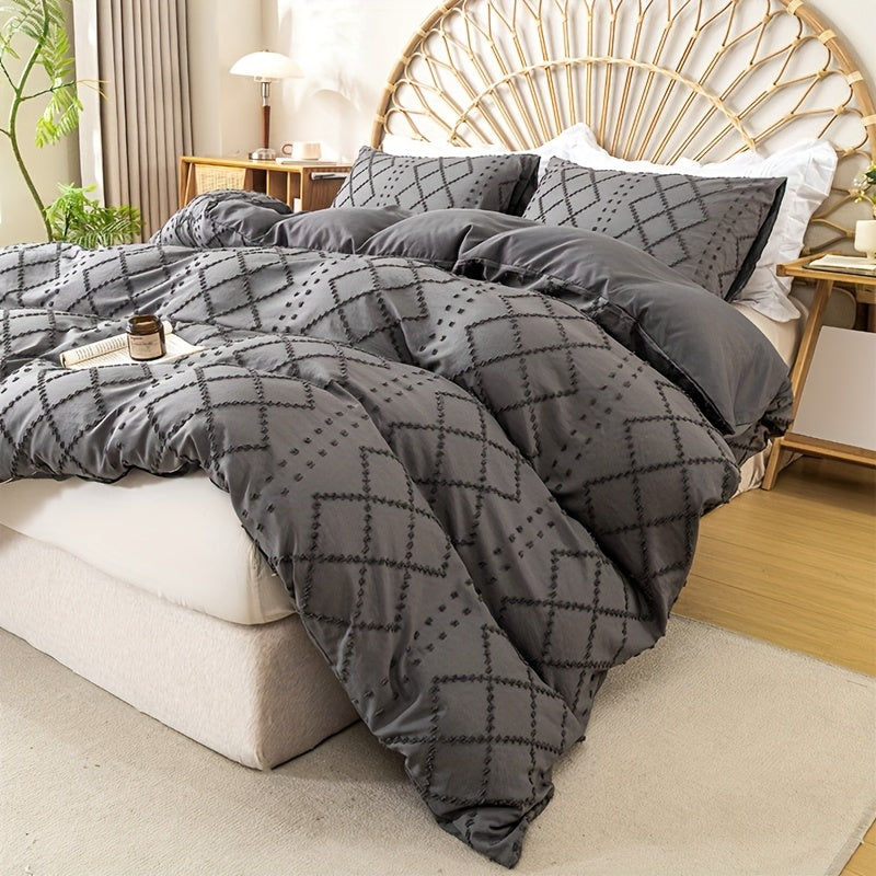 Duvet Cover Set 3Pc With Decorative Stitching For All Bedrooms