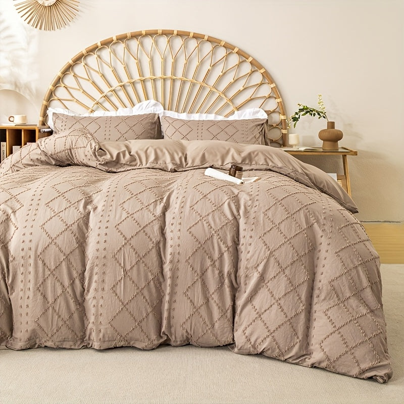 Duvet Cover Set 3Pc With Decorative Stitching For All Bedrooms