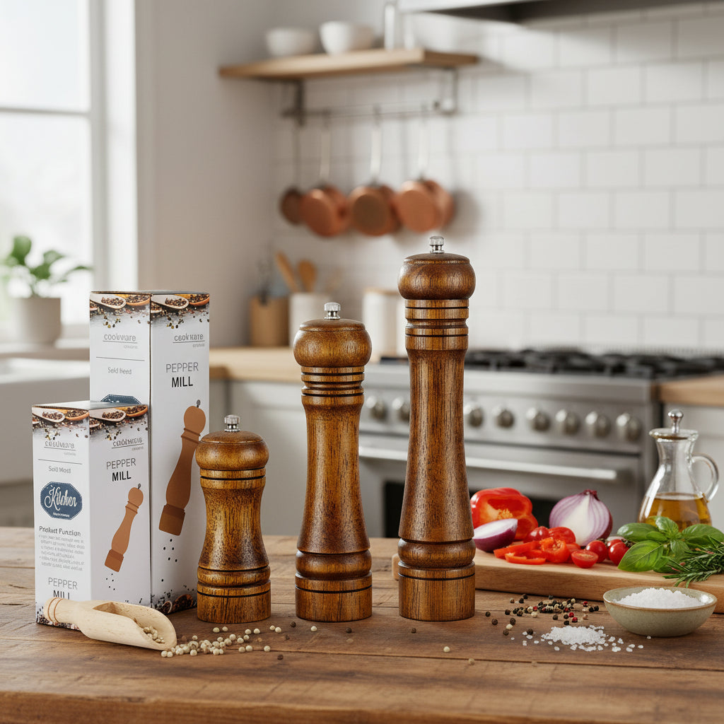 Oak Wood Salt & Pepper Mill | Manual Spice Grinder