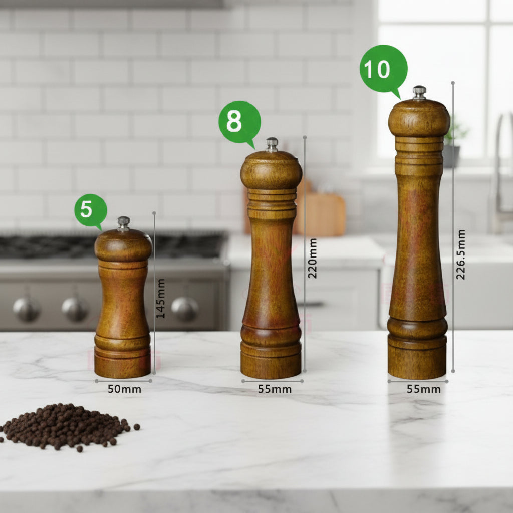 Oak Wood Salt & Pepper Mill | Manual Spice Grinder