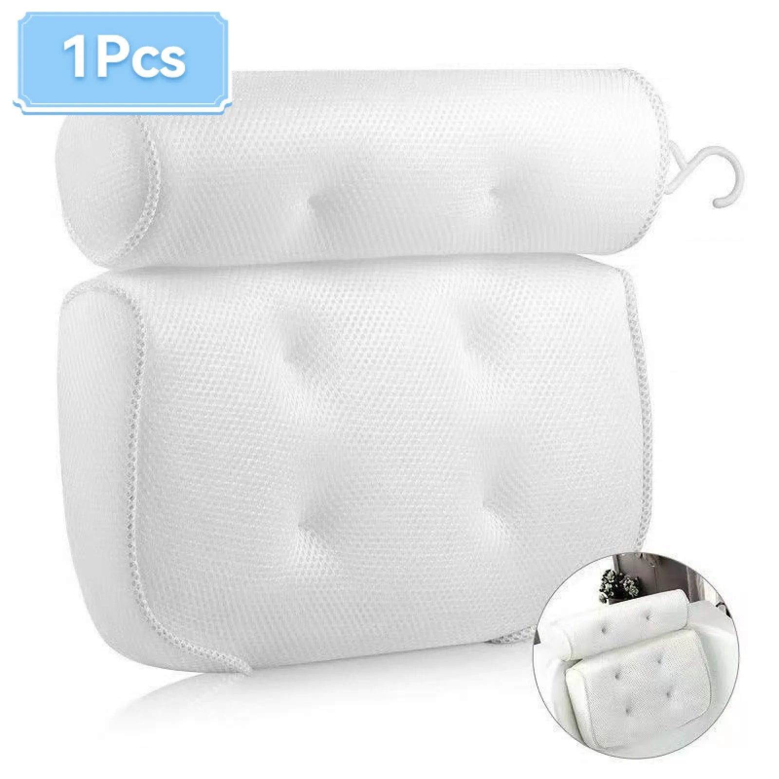 Bathtub Pillow Air Mesh Signature For Neck Anti Slip Cups