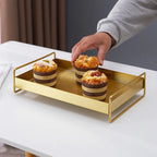 1PC Nordic Metal Tray Dried Fruit Plate Snack Fruit Dish Rectangular Snack Tray Storage Plate With Lid Dessert Tray