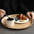 Wooden Dinner Plate Round Dessert Plate Wood Plate Coffee Cake Tray Bakery Bread Display Tray Kitchen Tableware Accessories