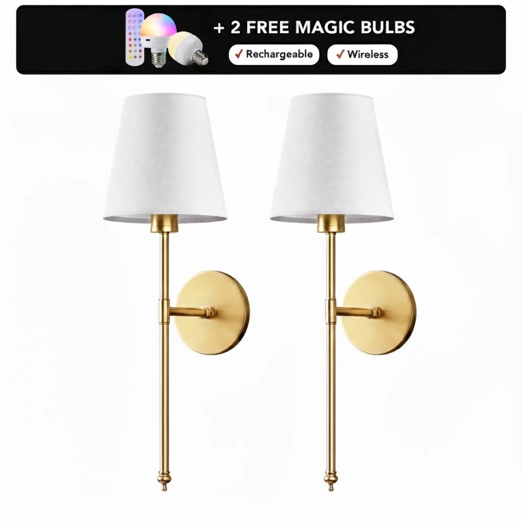 Lumière Wall Sconce | Cordless LED Wall Light with Remote & Fabric Shade