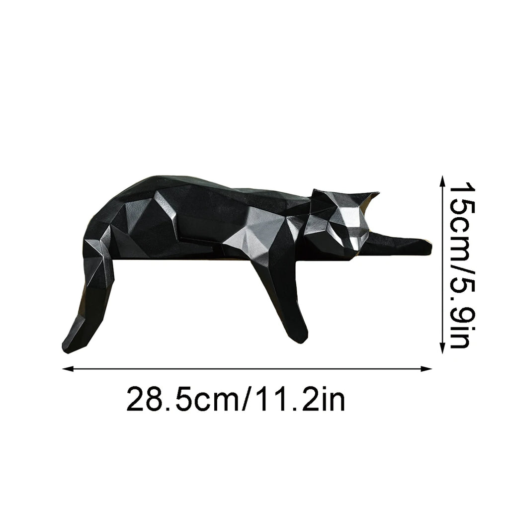 Geometric Cat Sculpture | Luxury Resin Figurine for Modern Home Décor