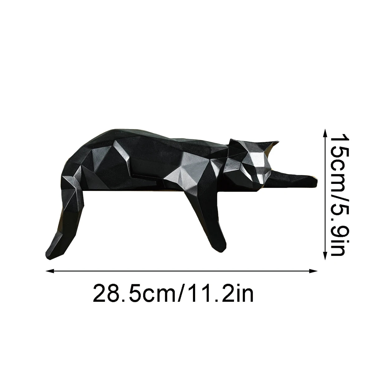 Geometric Cat Sculpture | Luxury Resin Figurine for Modern Home Décor