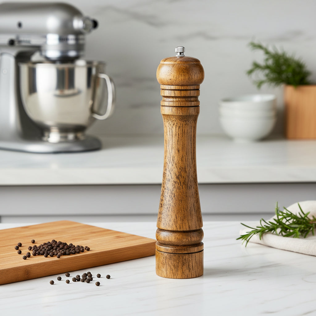 Oak Wood Salt & Pepper Mill | Manual Spice Grinder