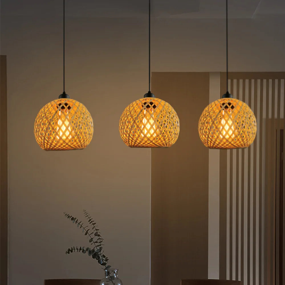 EcoGlow Bamboo Pendant Lamp Rattan Chandelier Handmade Limited Edition
