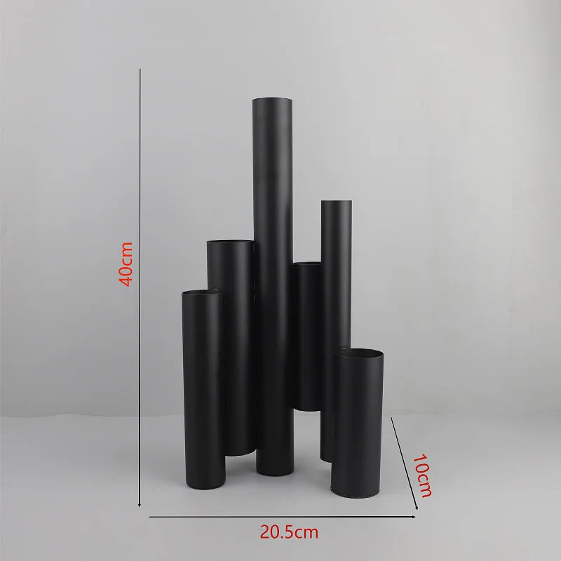 Metal & Leather Tube Vase | Architectural Luxury Home Décor