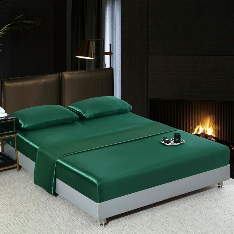 Lan Duo Mao Satin Flatsheet Set Solid Colour Boutique Edition