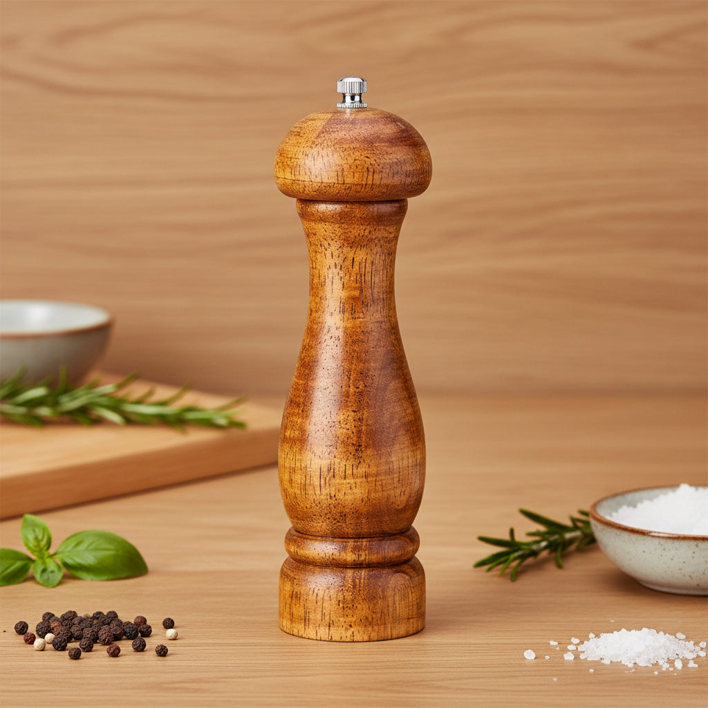 Oak Wood Salt & Pepper Mill | Manual Spice Grinder