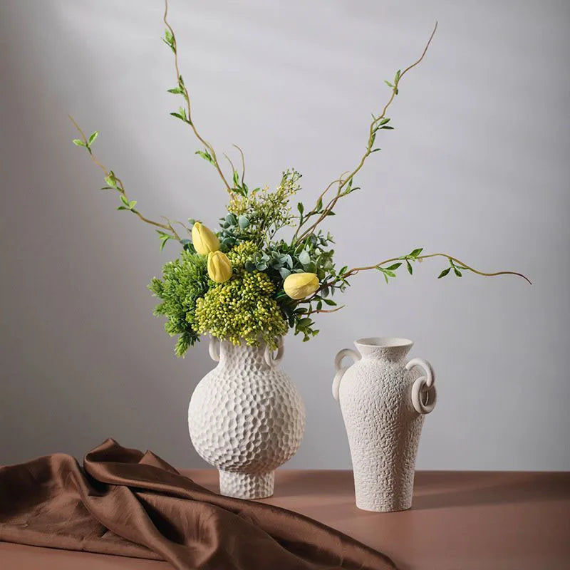 Enamel Landscape Double-Handled Ceramic Vase | Modern Retro Luxury Décor