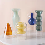 Double Wall Borosilicate Glass Vase | Sculptural Cylinder Vessel for Luxury Interiors