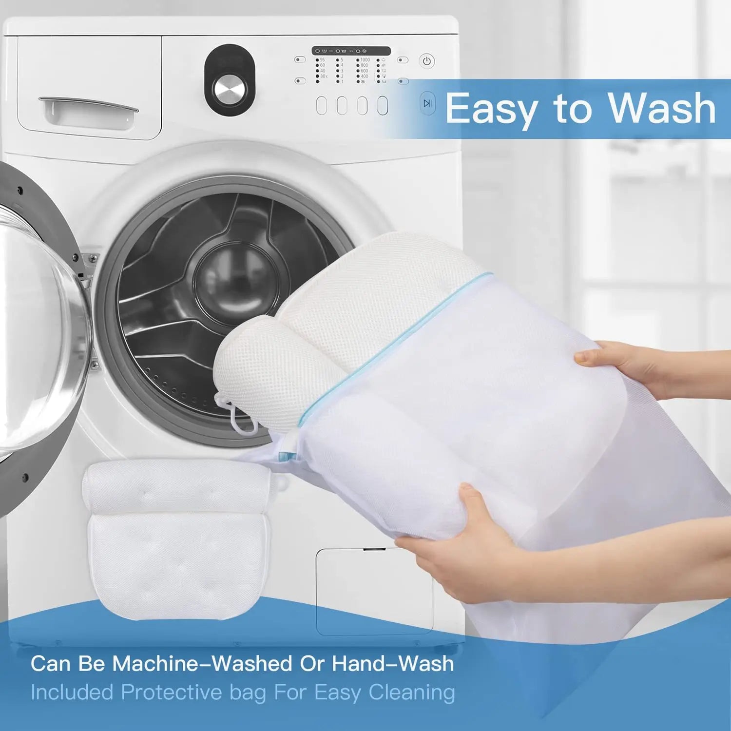 Bathtub Pillow Air Mesh Signature For Neck Anti Slip Cups