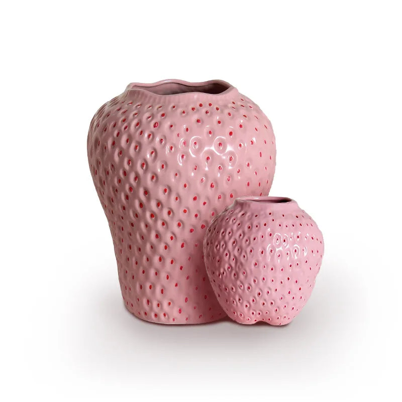 Strawberry Porcelain Vase | Sculptural Decorative Vessel for Luxury Interiors