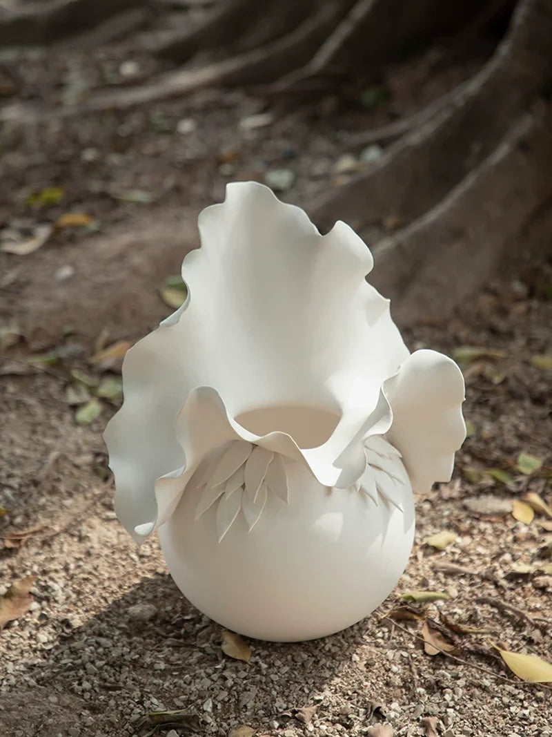 3D Petal Sculptural Ceramic Vase | Premium Luxury Statement Piece