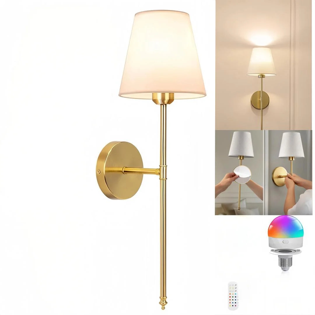 Lumière Wall Sconce | Cordless LED Wall Light with Remote & Fabric Shade