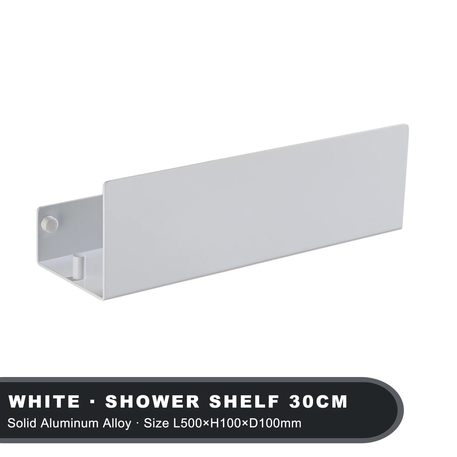 AquaHome White Aluminium Shower Shelf With Hook Wall Mounted Bath Caddy Elite