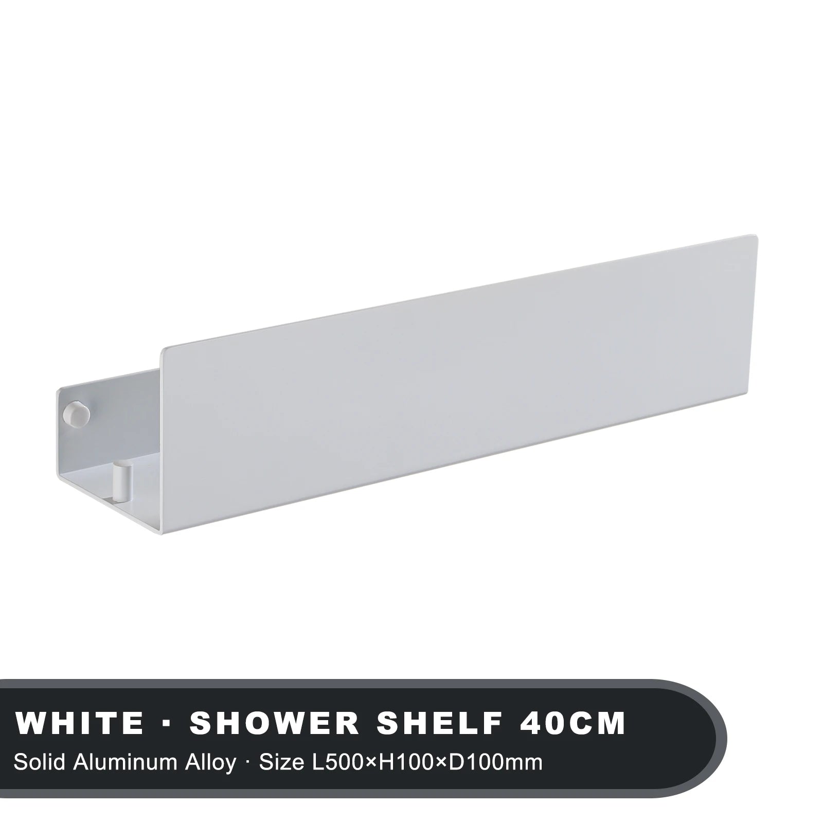 AquaHome White Aluminium Shower Shelf With Hook Wall Mounted Bath Caddy Elite