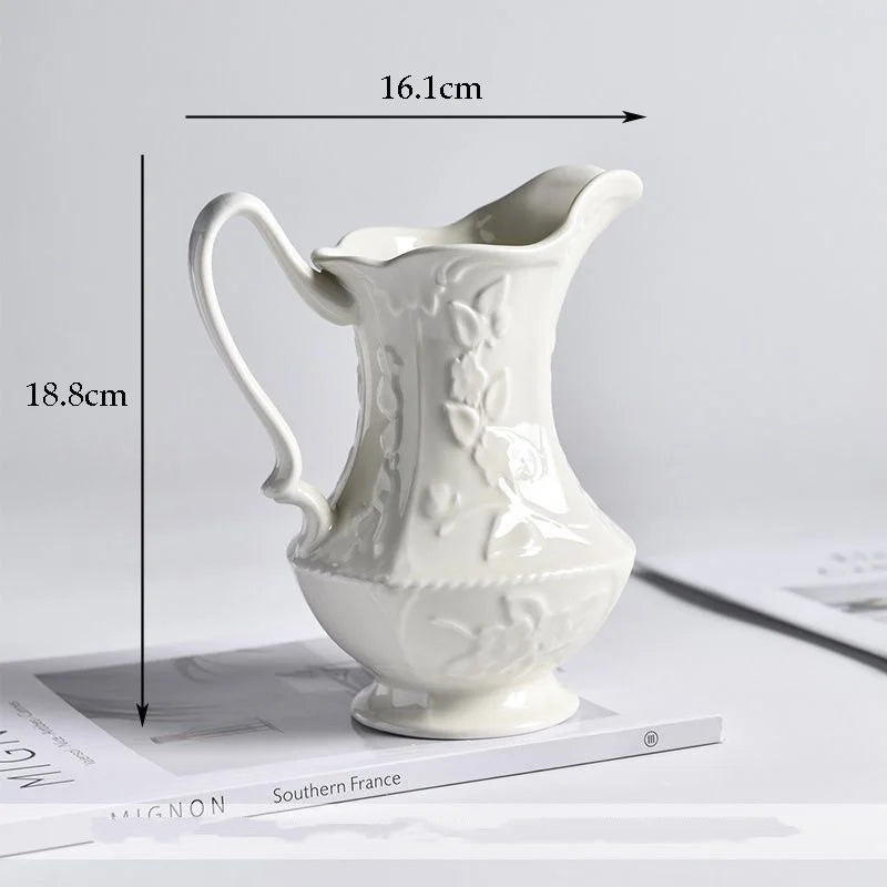 White Narrow-Neck Ceramic Vase | Ikebana-Inspired Luxury Home Décor