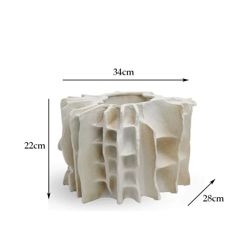 Beige Composite Architectural Vase | Hotel & Villa Luxury Home Décor
