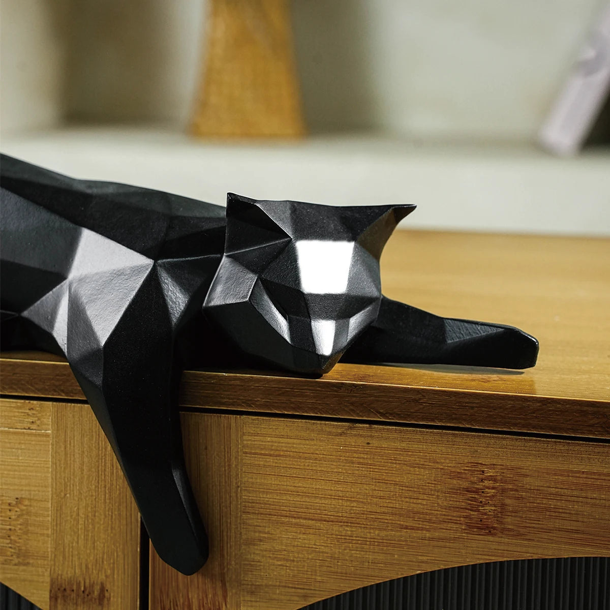 Geometric Cat Sculpture | Luxury Resin Figurine for Modern Home Décor