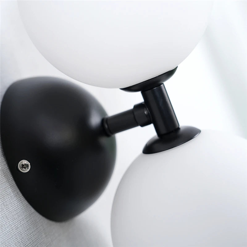 Double Headed LED G9 Wall Lamp Glass Black Gold Living Room Bedroom Decorative