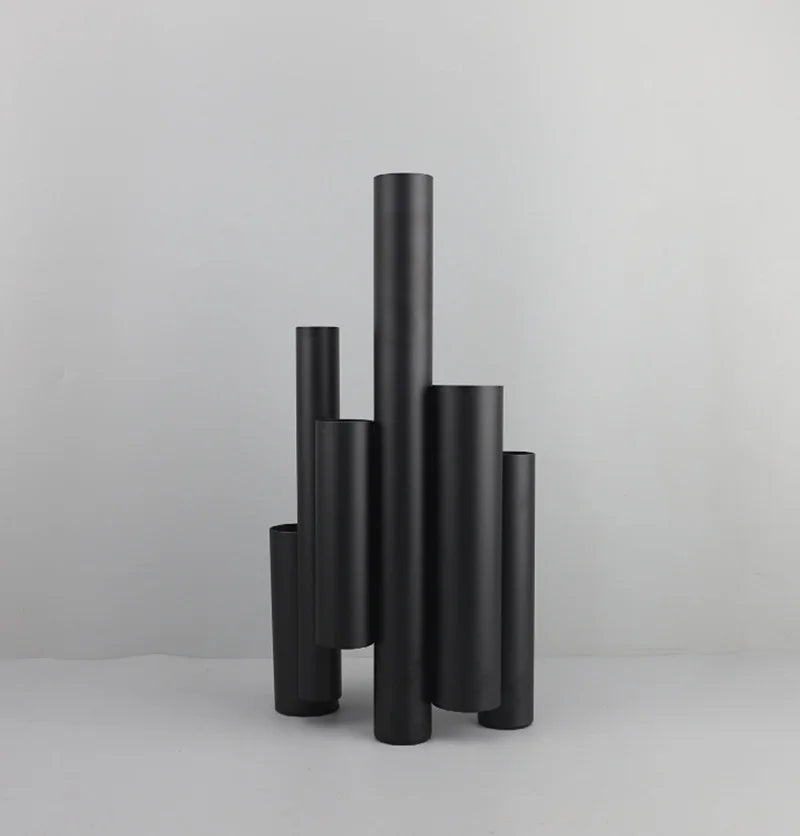 Metal & Leather Tube Vase | Architectural Luxury Home Décor