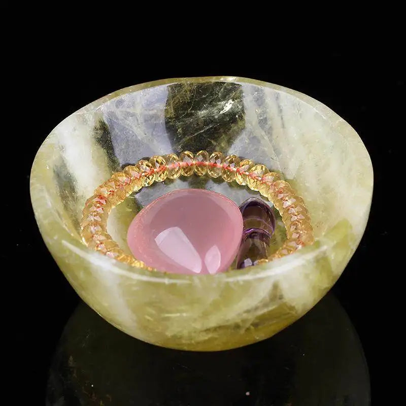 AmberLux Natural Yellow Crystal Stone Bowl Limited
