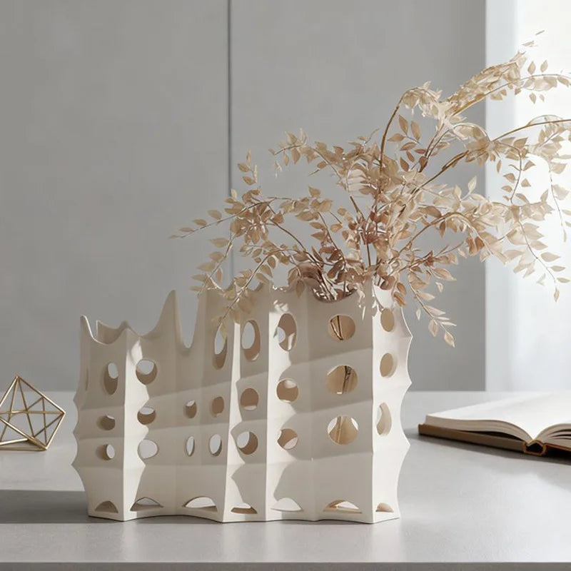 Hollow Composite Art Vase | Large Open-Form Luxury Décor