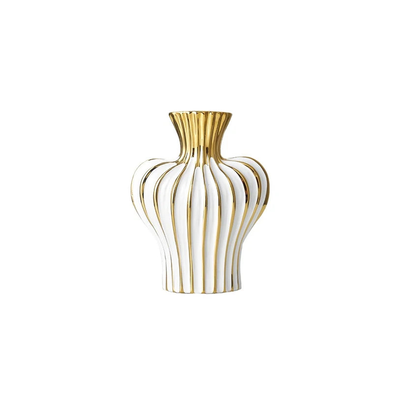 Electroplated Ceramic Vase | Black & Gold Minimalist Vessel for Luxury Interiors